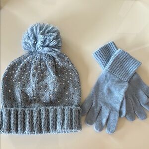 Cozy Blue Knit Hat and Gloves Set